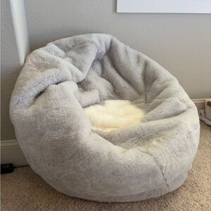 Pottery Barn Gray Faux Fur Bean Bag Chair